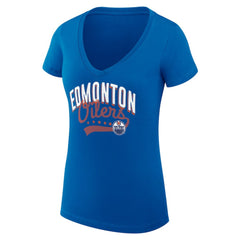 Edmonton Oilers G-III 4Her by Carl Banks Women's Super-Slim Fit Lightweight Filigree Logo V-Neck T-Shirt – Royal | NHL sale