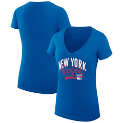 New York Rangers G-III 4Her by Carl Banks Women's Super-Slim Fit Lightweight Filigree Logo V-Neck T-Shirt – Blue | NHL Clearance