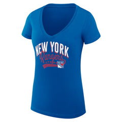 New York Rangers G-III 4Her by Carl Banks Women's Super-Slim Fit Lightweight Filigree Logo V-Neck T-Shirt – Blue | NHL Clearance