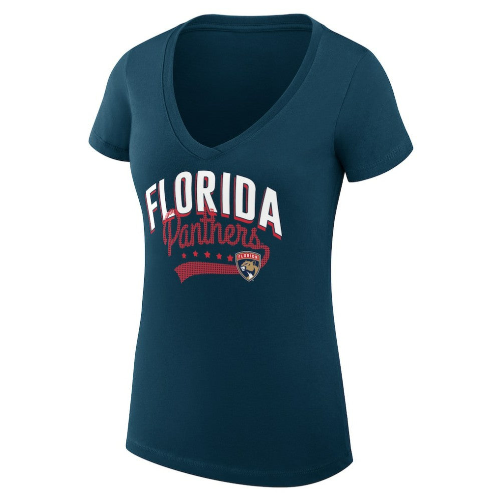 Florida Panthers G-III 4Her by Carl Banks Women's Super-Slim Fit Lightweight Filigree Logo V-Neck T-Shirt – Navy | NHL Clearance