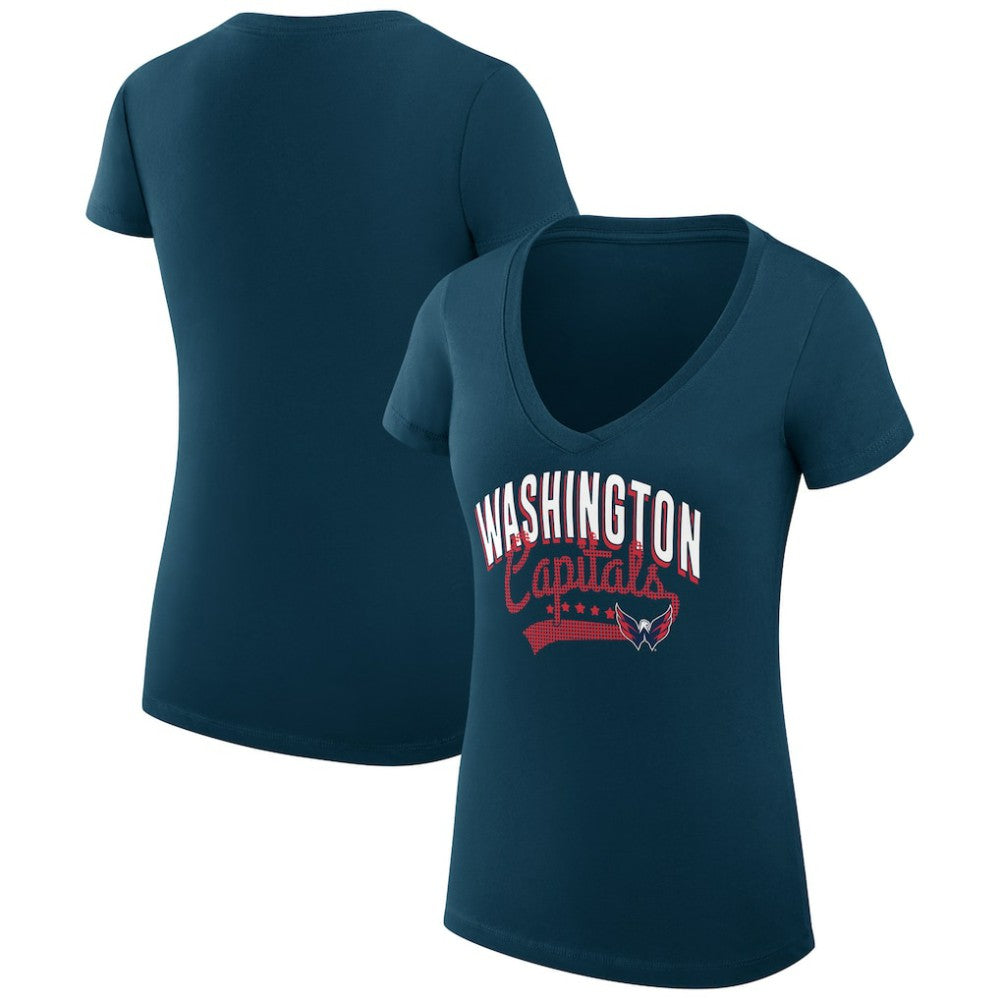 Washington Capitals G-III 4Her by Carl Banks Women's Super-Slim Fit Lightweight Filigree Logo V-Neck T-Shirt – Navy | NHL online