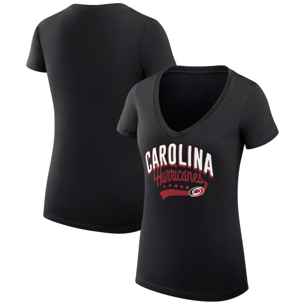 Carolina Hurricanes G-III 4Her by Carl Banks Women's Super-Slim Fit Lightweight Filigree Logo V-Neck T-Shirt – Black | NHL near me