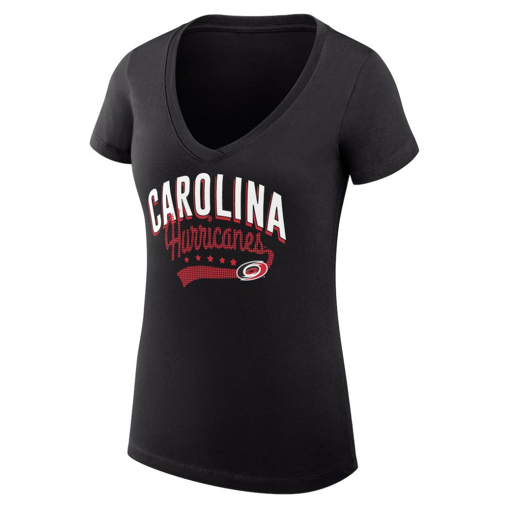 Carolina Hurricanes G-III 4Her by Carl Banks Women's Super-Slim Fit Lightweight Filigree Logo V-Neck T-Shirt – Black | NHL near me
