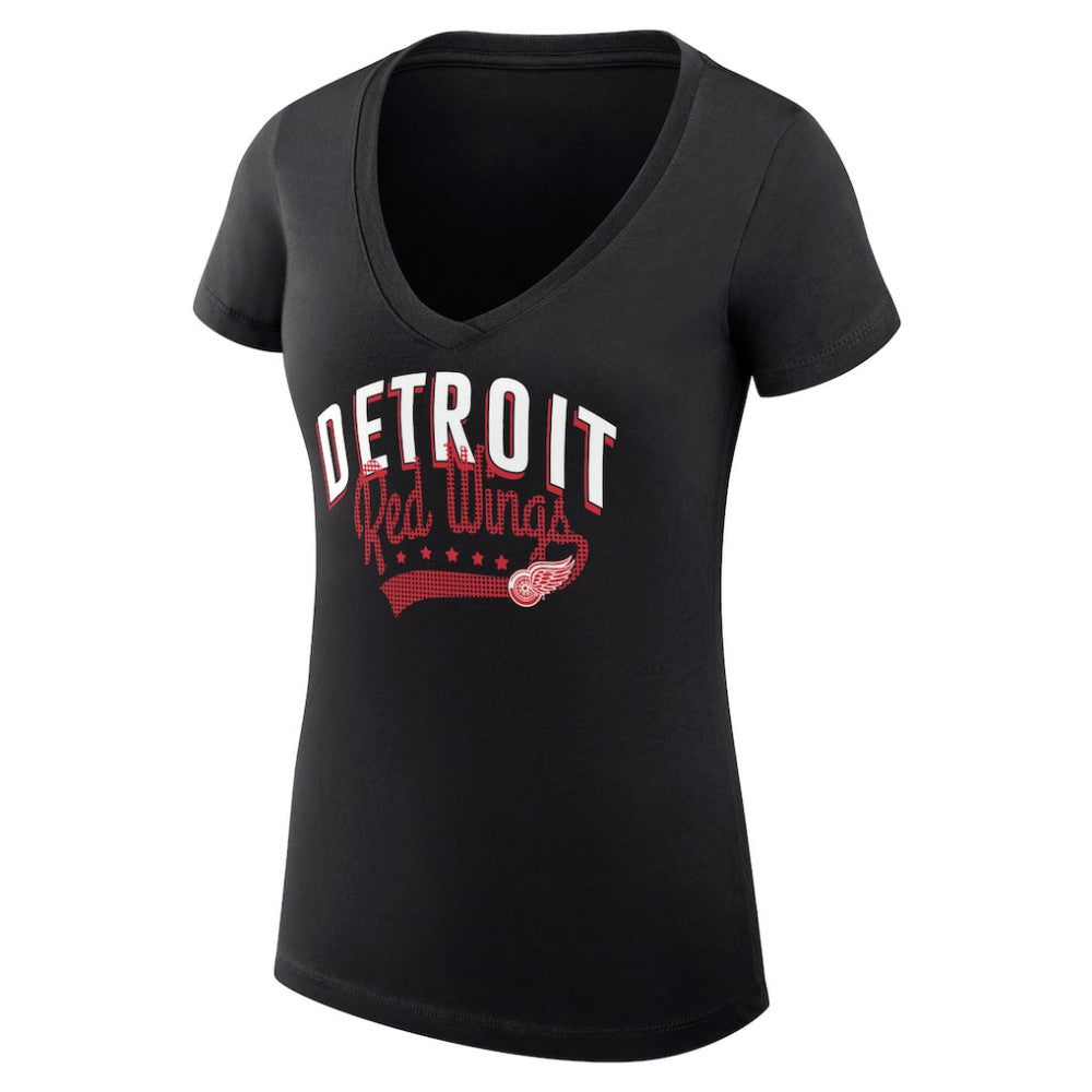 Detroit Red Wings G-III 4Her by Carl Banks Women's Super-Slim Fit Lightweight Filigree Logo V-Neck T-Shirt – Black | NHL Lifestyle