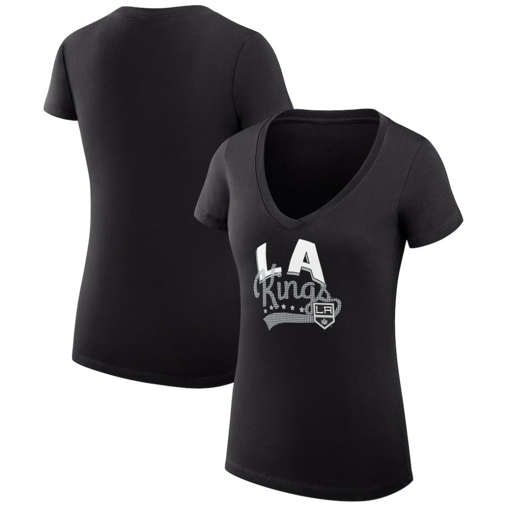Los Angeles Kings G-III 4Her by Carl Banks Women's Super-Slim Fit Lightweight Filigree Logo V-Neck T-Shirt – Black | NHL online