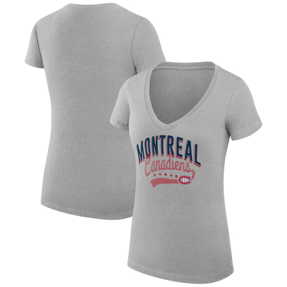 Montreal Canadiens G-III 4Her by Carl Banks Women's Super-Slim Fit Lightweight Filigree Logo V-Neck T-Shirt – Gray | NHL online