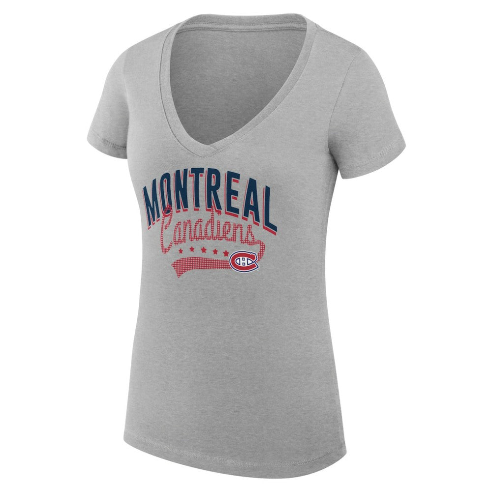 Montreal Canadiens G-III 4Her by Carl Banks Women's Super-Slim Fit Lightweight Filigree Logo V-Neck T-Shirt – Gray | NHL online
