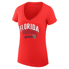 Florida Panthers G-III 4Her by Carl Banks Women's Super-Slim Fit Lightweight Filigree Logo V-Neck T-Shirt – Red | NHL on sale