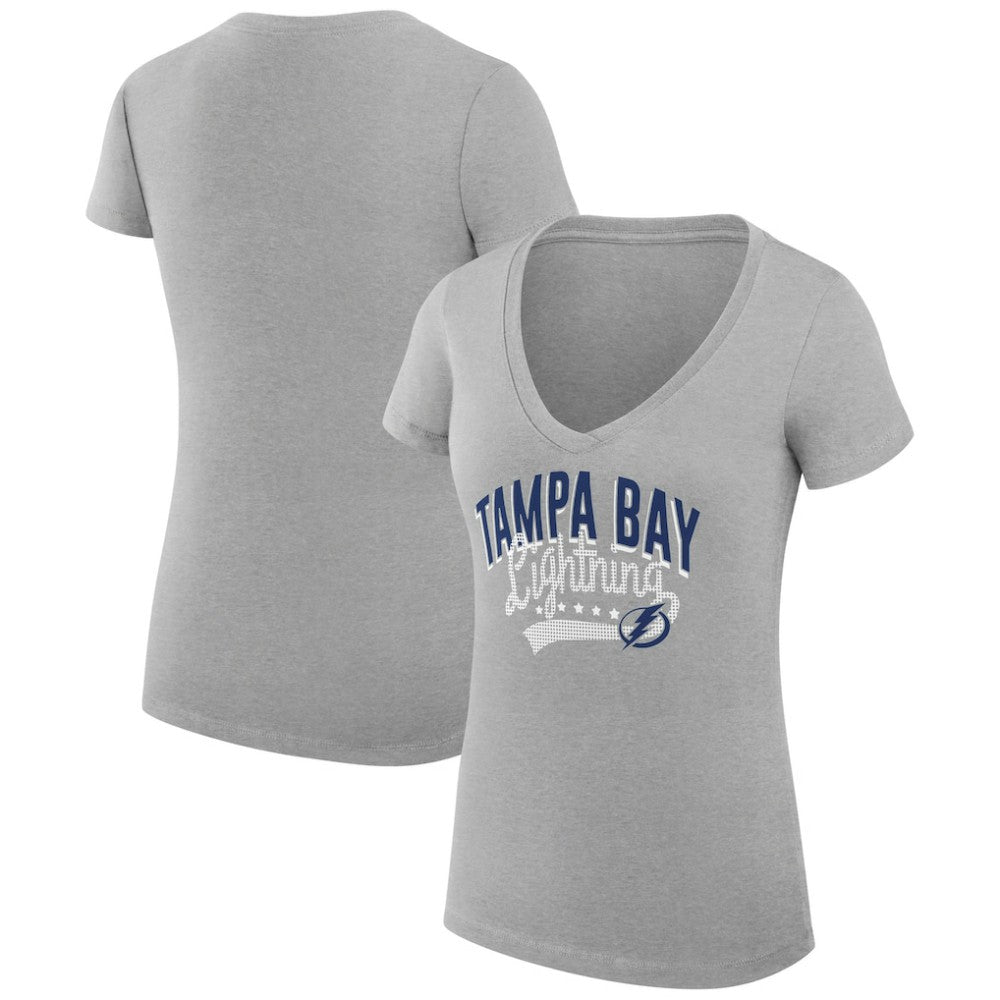 Tampa Bay Lightning G-III 4Her by Carl Banks Women's Super-Slim Fit Lightweight Filigree Logo V-Neck T-Shirt – Gray | NHL discount