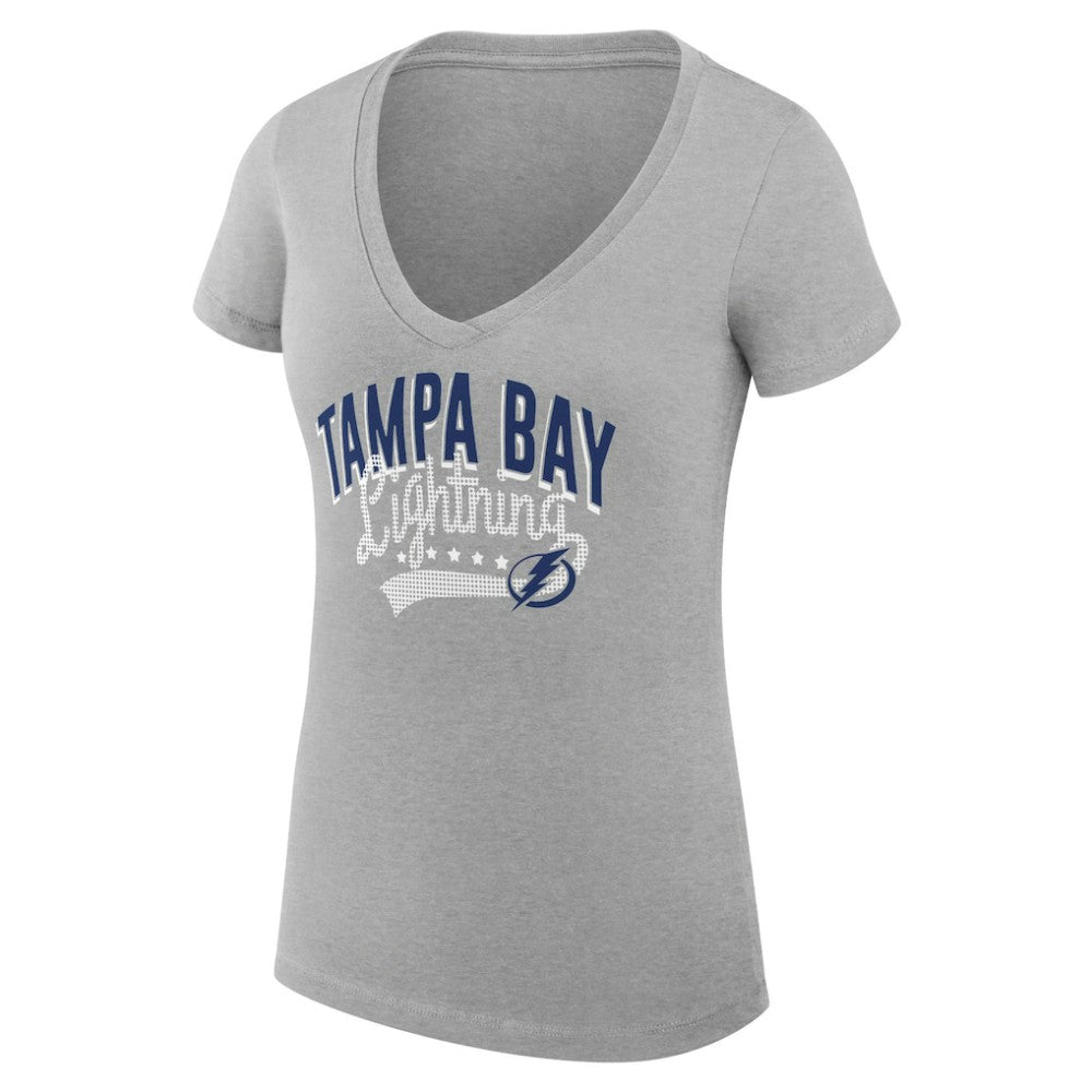 Tampa Bay Lightning G-III 4Her by Carl Banks Women's Super-Slim Fit Lightweight Filigree Logo V-Neck T-Shirt – Gray | NHL discount