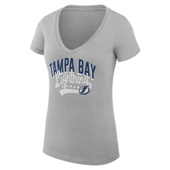 Tampa Bay Lightning G-III 4Her by Carl Banks Women's Super-Slim Fit Lightweight Filigree Logo V-Neck T-Shirt – Gray | NHL discount