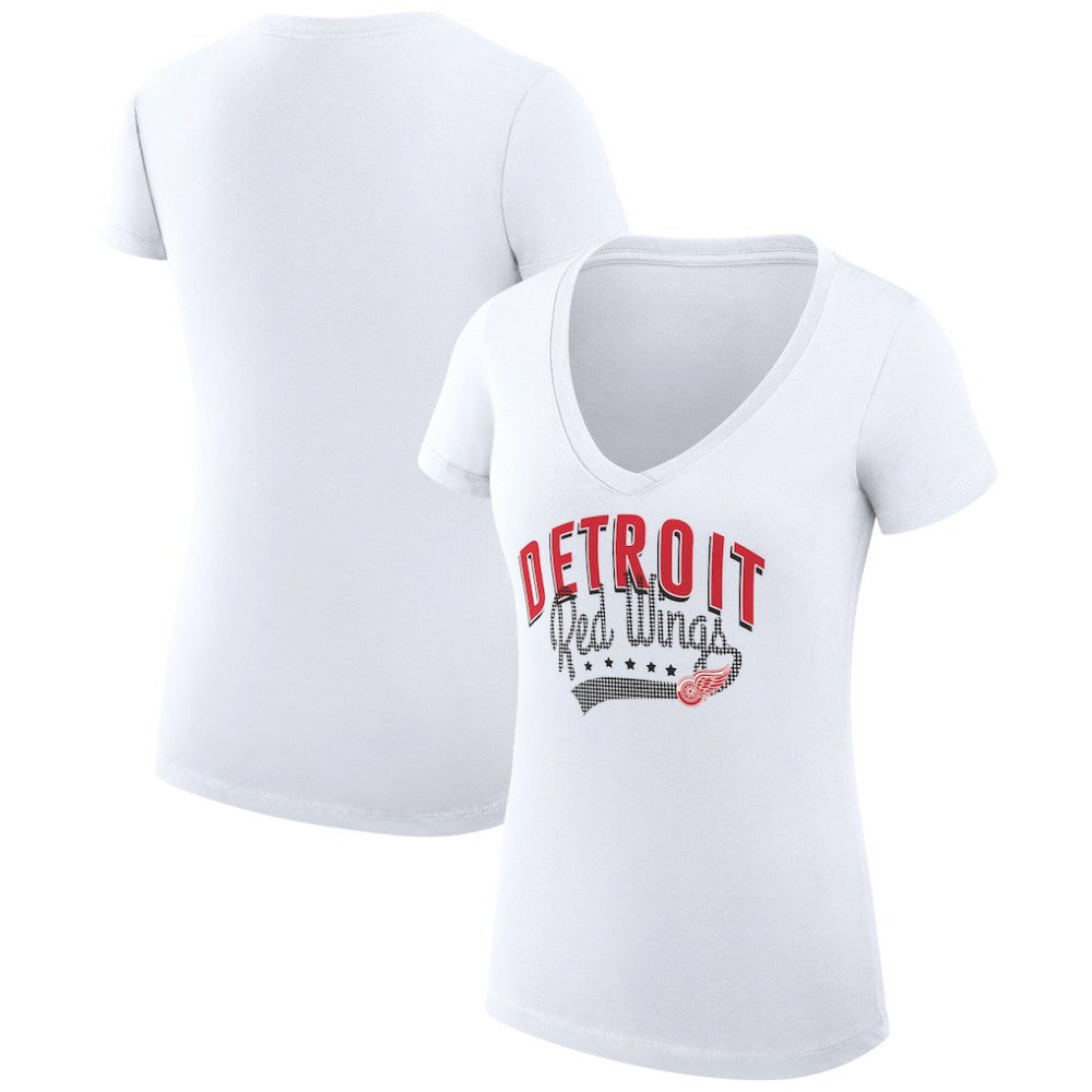 Detroit Red Wings G-III 4Her by Carl Banks Women's Super-Slim Fit Lightweight Filigree Logo V-Neck T-Shirt – White | NHL Lifestyle