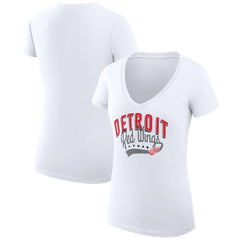 Detroit Red Wings G-III 4Her by Carl Banks Women's Super-Slim Fit Lightweight Filigree Logo V-Neck T-Shirt – White | NHL Lifestyle