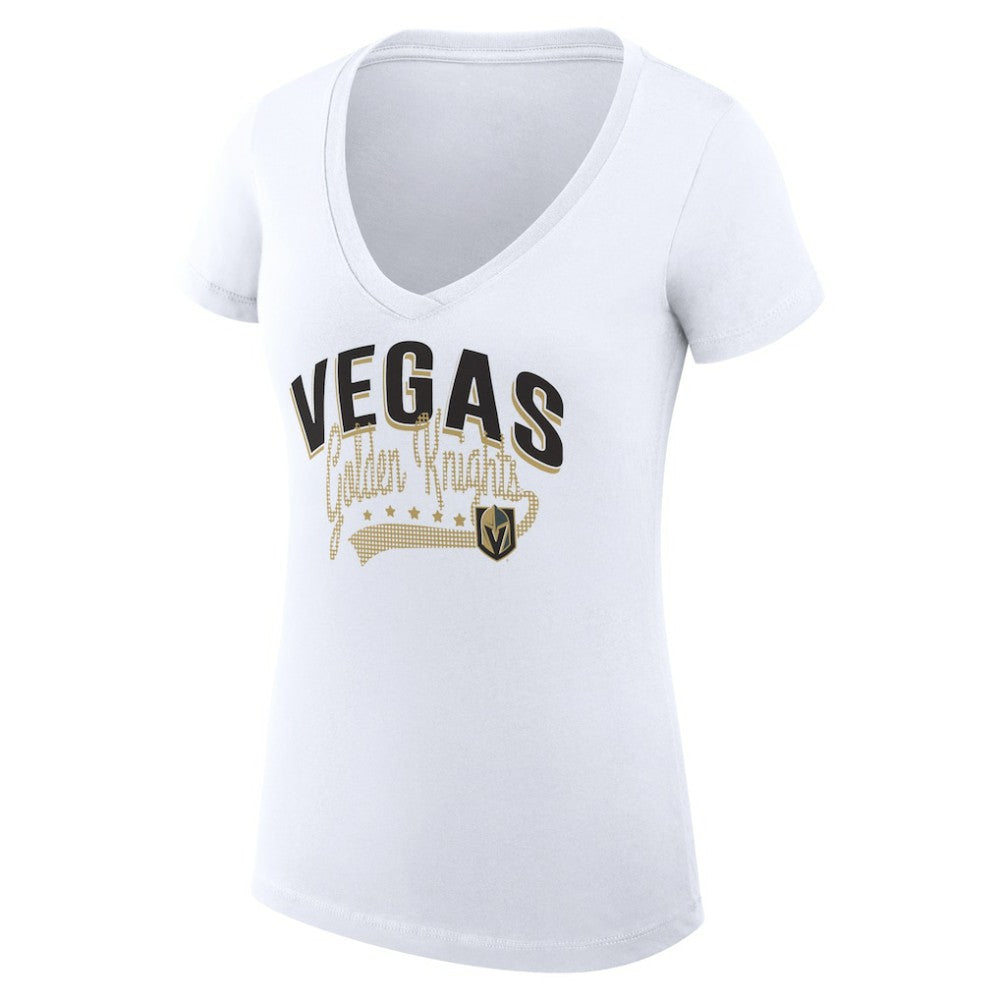 Vegas Golden Knights G-III 4Her by Carl Banks Women's Super-Slim Fit Lightweight Filigree Logo V-Neck T-Shirt – White | NHL on sale