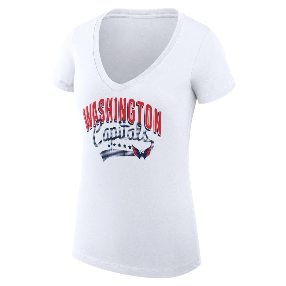 Washington Capitals G-III 4Her by Carl Banks Women's Super-Slim Fit Lightweight Filigree Logo V-Neck T-Shirt – White | NHL Lifestyle