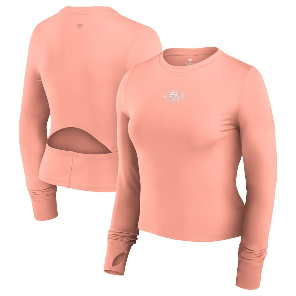 San Francisco 49ers Women's Studio Fitted Long Sleeve Gym Top - Coral - Fanatics
