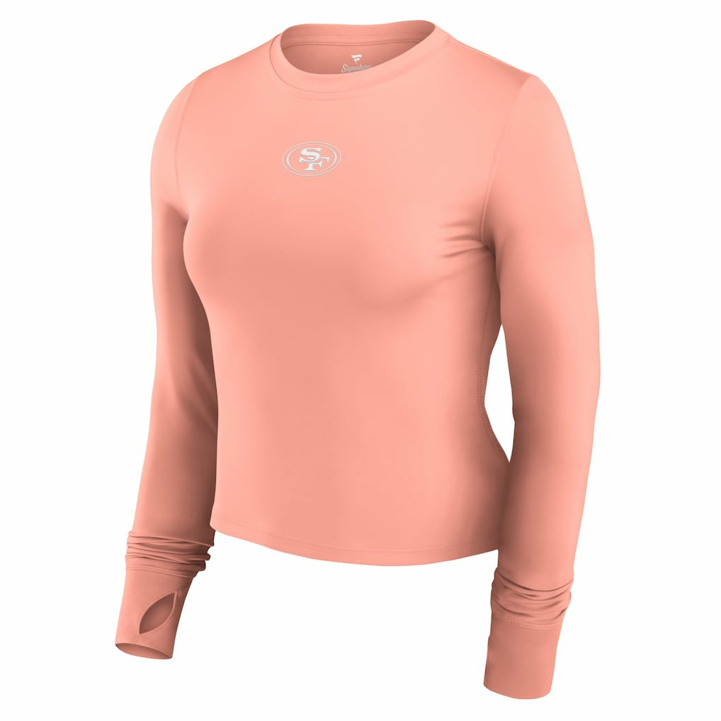 San Francisco 49ers Women's Studio Fitted Long Sleeve Gym Top - Coral - Fanatics