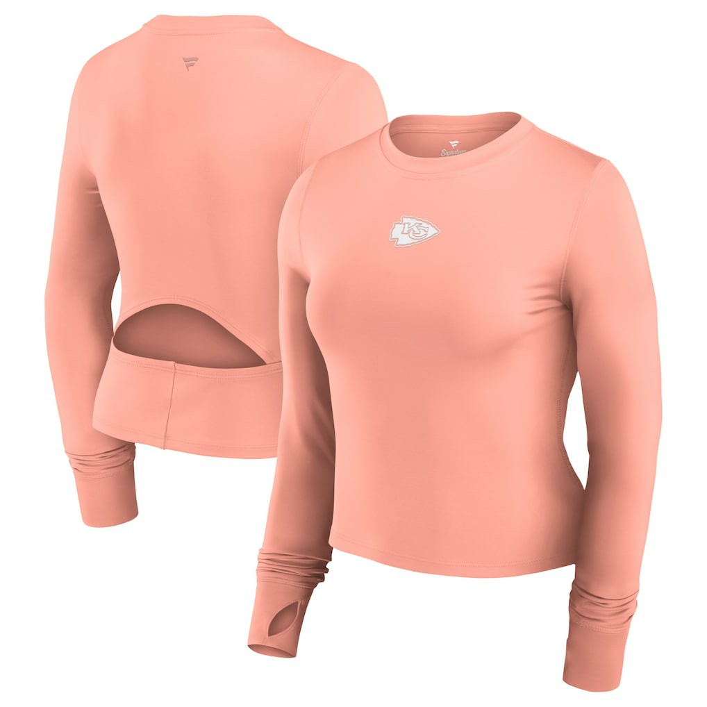 Kansas City Chiefs Women's Studio Fitted Long Sleeve Gym Top - Coral - Fanatics