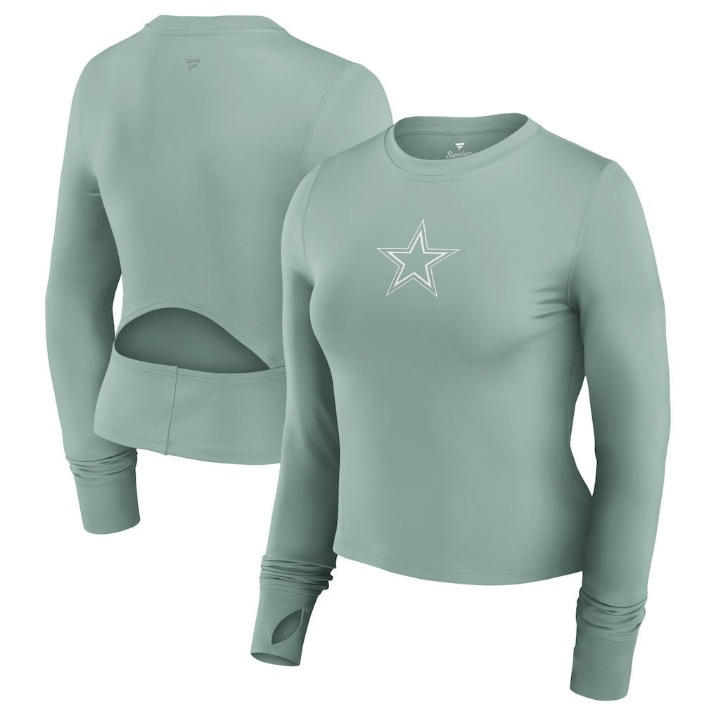 Dallas Cowboys Women's Studio Fitted Long Sleeve Gym Top - Green - Fanatics