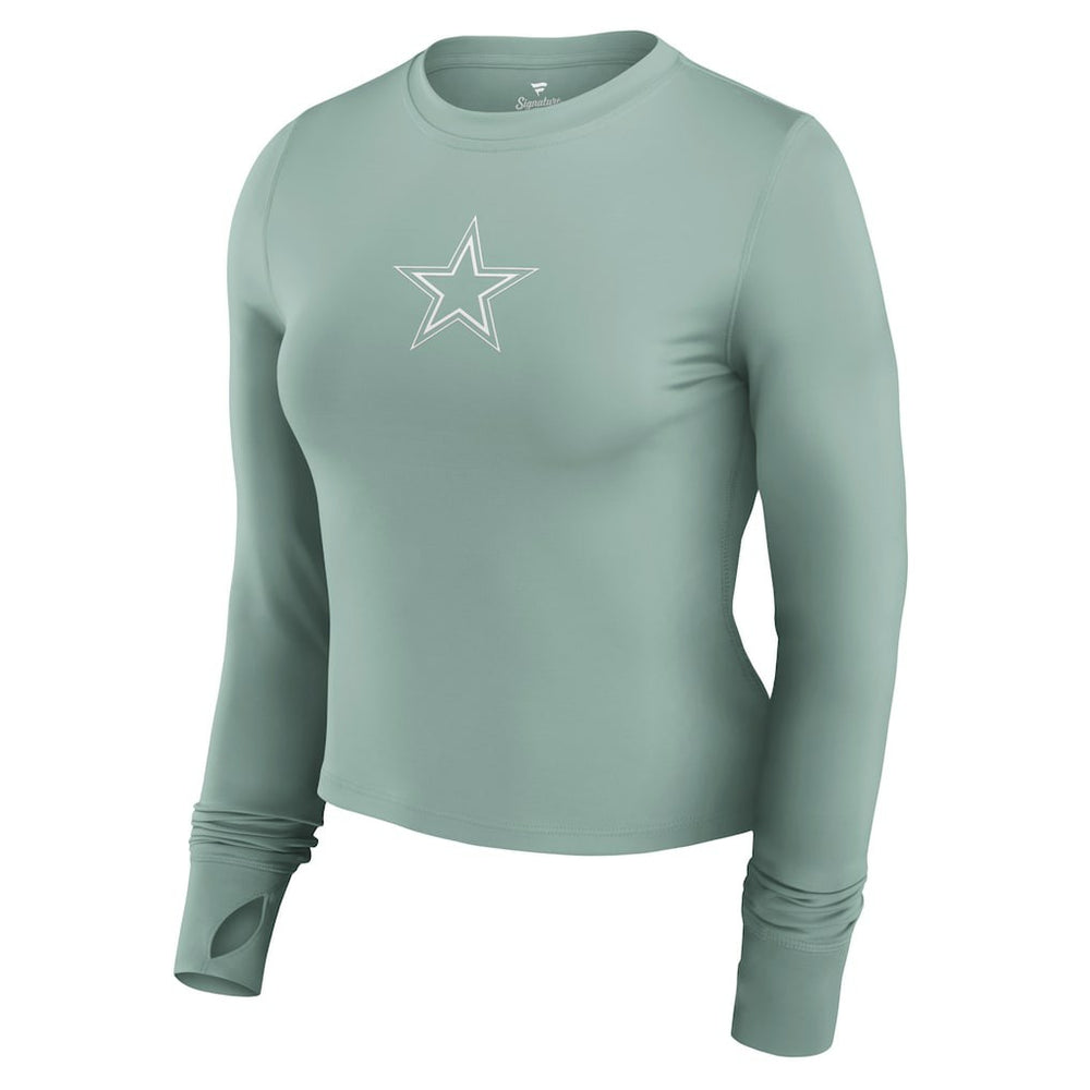 Dallas Cowboys Women's Studio Fitted Long Sleeve Gym Top - Green - Fanatics