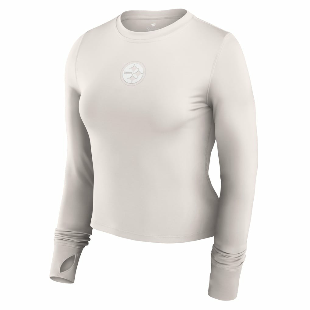 Pittsburgh Steelers Women's Studio Fitted Long Sleeve Gym Top - White - Fanatics