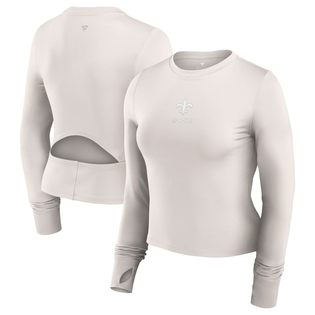 New Orleans Saints Women's Studio Fitted Long Sleeve Gym Top - White - Fanatics