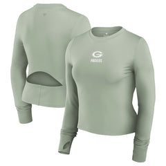 Green Bay Packers Women's Studio Fitted Long Sleeve Gym Top - Green - Fanatics