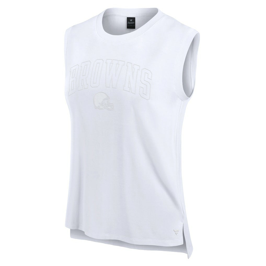 Cleveland Browns Women's Studio Gym Tank Top - White - Fanatics