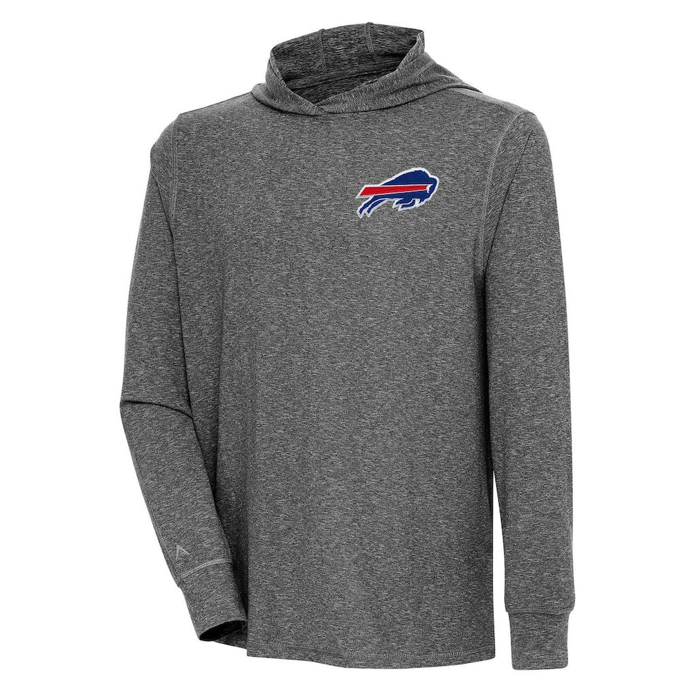 Buffalo Bills Antigua Saga Long Sleeve Hoodie T-Shirt - Heather Black - NFL
