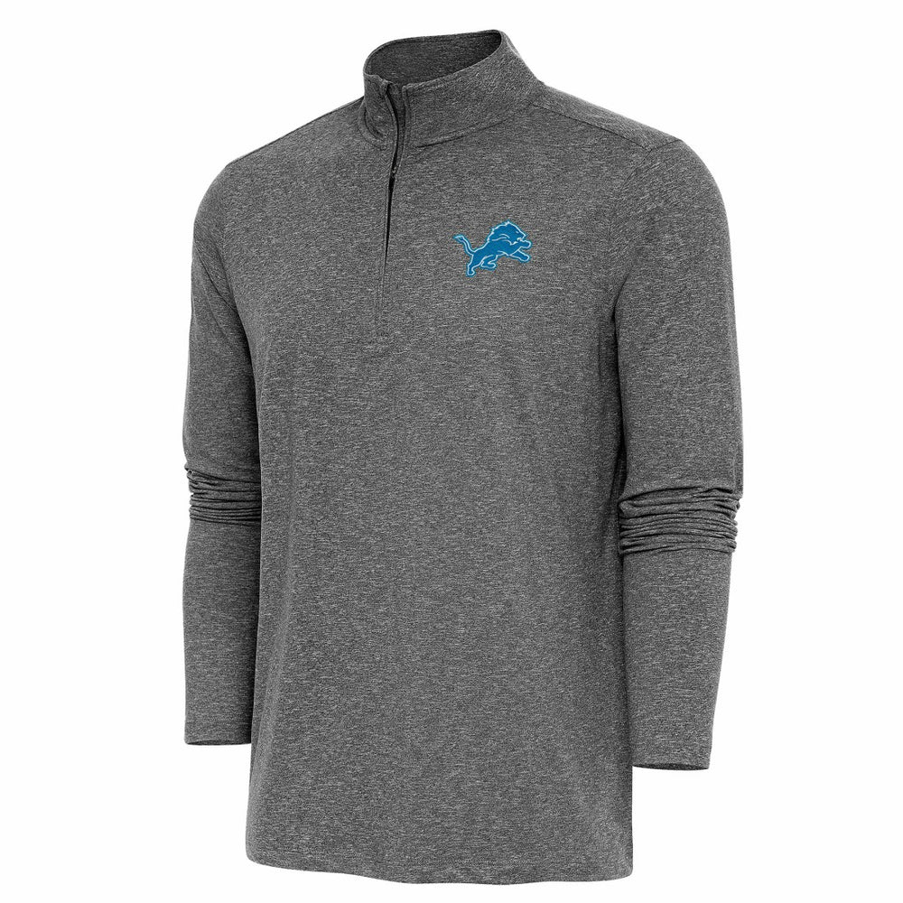 Detroit Lions Antigua Hunk Quarter-Zip Pullover Top - Heather Black - NFL