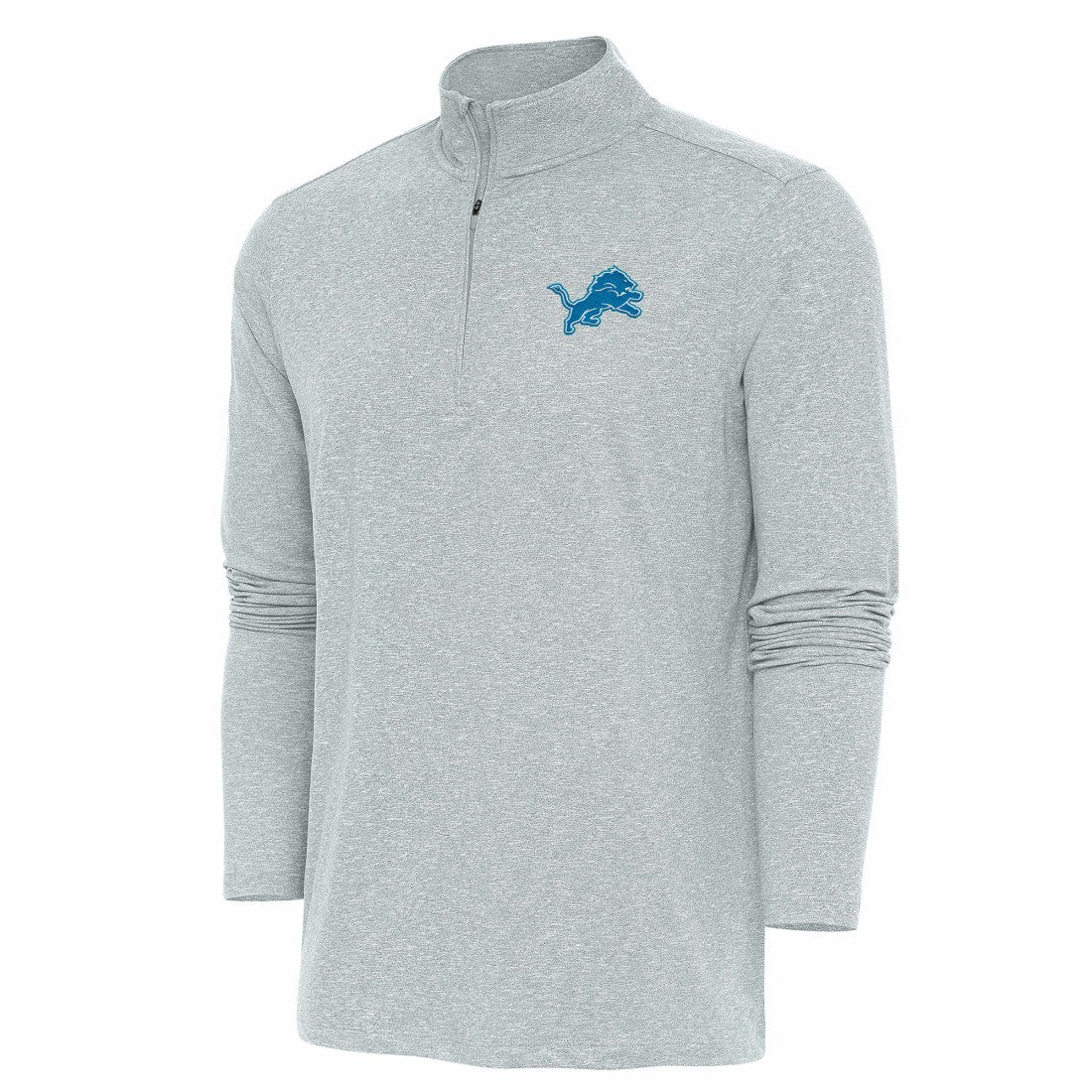 Detroit Lions Antigua Hunk Quarter-Zip Pullover Top - Heather Gray - NFL