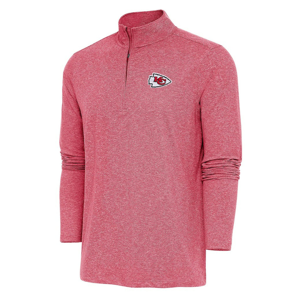Kansas City Chiefs Antigua Hunk Quarter-Zip Pullover Top - Heather Red - NFL