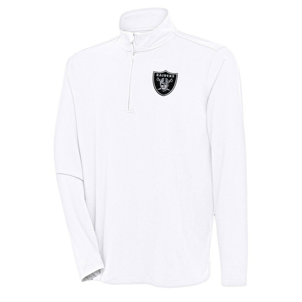 Las Vegas Raiders Antigua Hunk Quarter-Zip Pullover Top - White - NFL