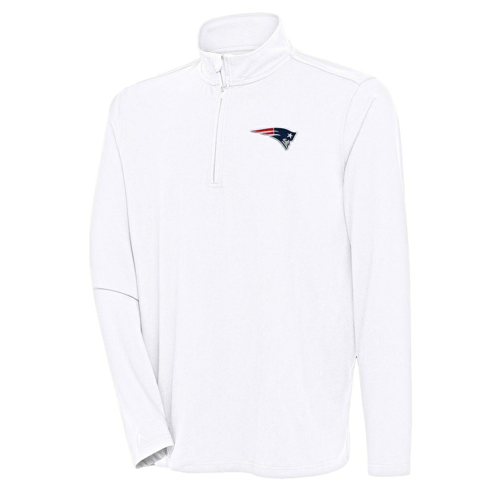 New England Patriots Antigua Hunk Quarter-Zip Pullover Top - White - NFL