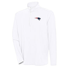New England Patriots Antigua Hunk Quarter-Zip Pullover Top - White - NFL