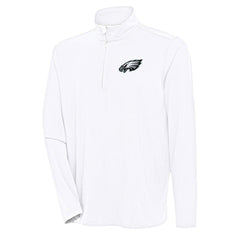 Philadelphia Eagles Antigua Hunk Quarter-Zip Pullover Top - White - NFL