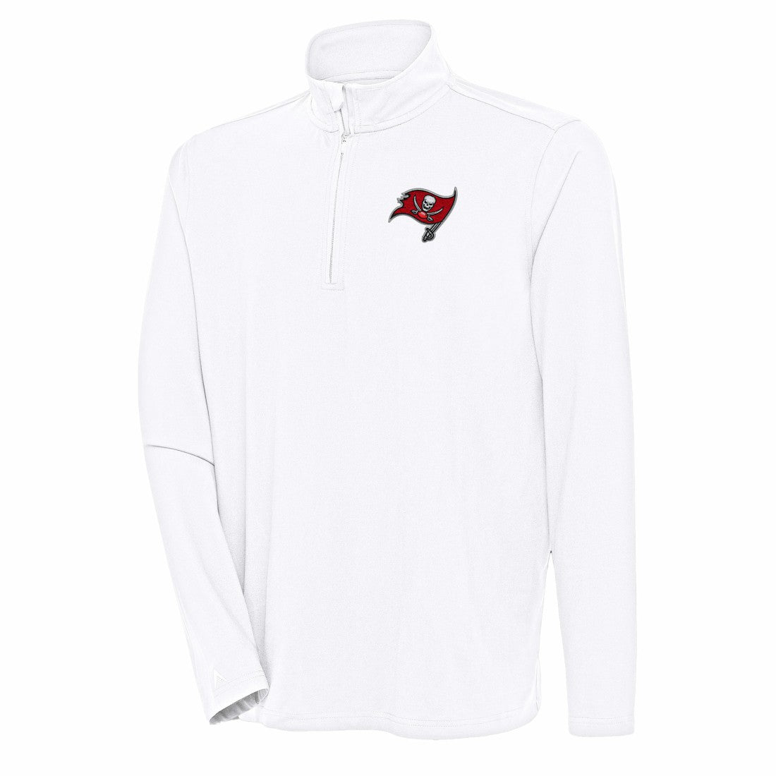 Tampa Bay Buccaneers Antigua Hunk Quarter-Zip Pullover Top - White - NFL