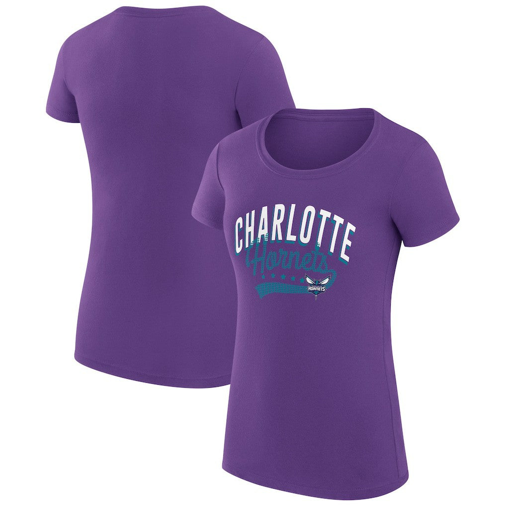 Charlotte Hornets G-III 4Her by Carl Banks Women's Super-Slim Fit Lightweight Filigree Logo T-Shirt - Purple