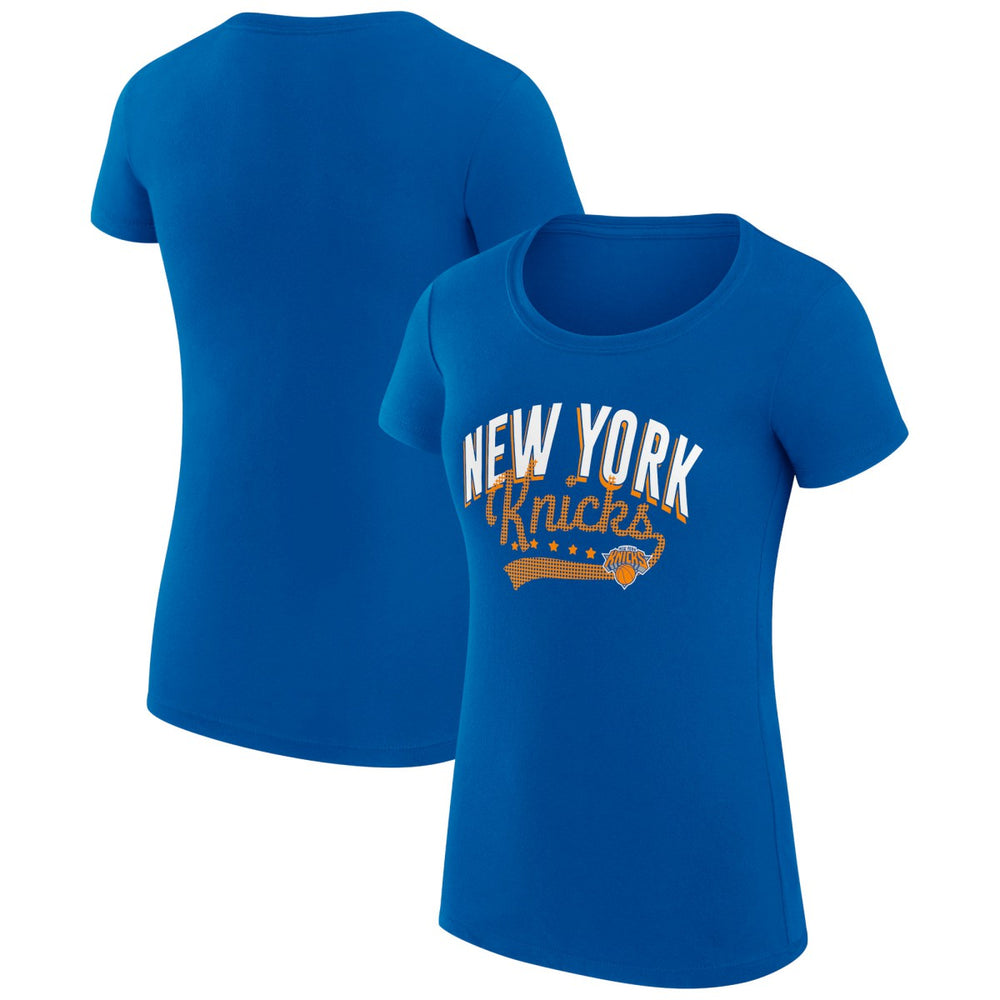 New York Knicks G-III 4Her by Carl Banks Women's Super-Slim Fit Lightweight Filigree Logo T-Shirt - Blue