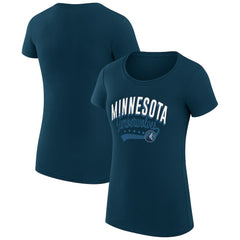 Minnesota Timberwolves G-III 4Her by Carl Banks Women's Super-Slim Fit Lightweight Filigree Logo T-Shirt - Navy
