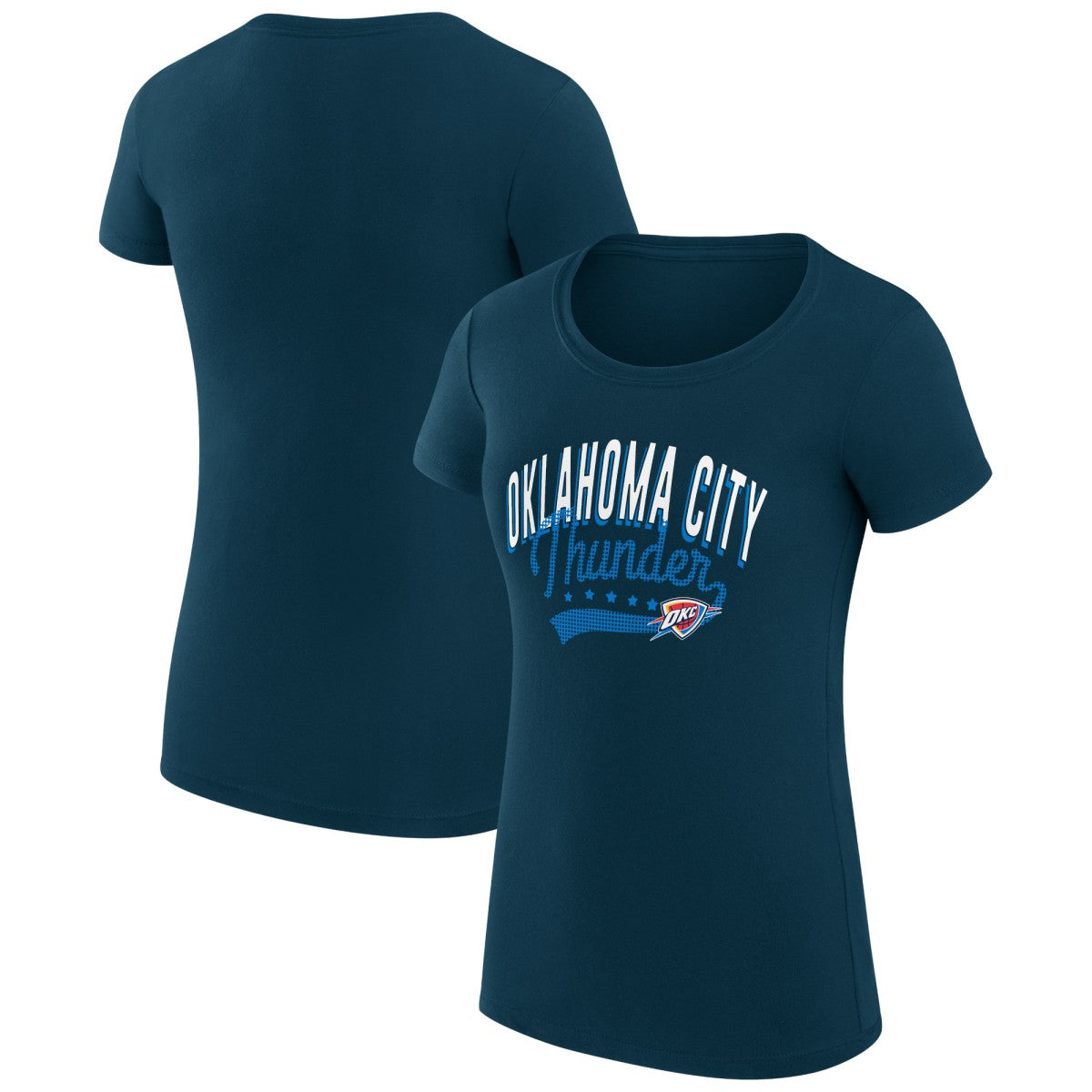 Oklahoma City Thunder G-III 4Her by Carl Banks Women's Super-Slim Fit Lightweight Filigree Logo T-Shirt - Navy