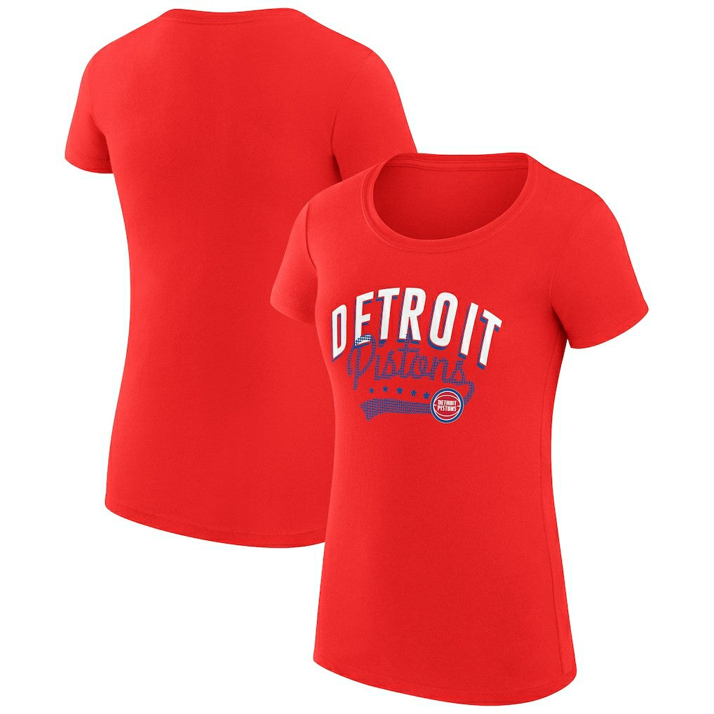 Detroit Pistons G-III 4Her by Carl Banks Women's Super-Slim Fit Lightweight Filigree Logo T-Shirt - Red