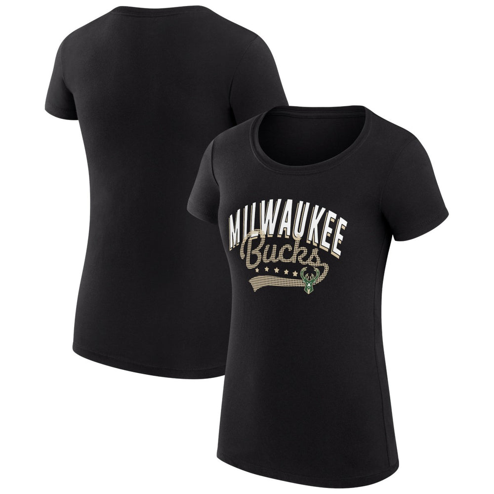 Milwaukee Bucks G-III 4Her by Carl Banks Women's Super-Slim Fit Lightweight Filigree Logo T-Shirt - Black