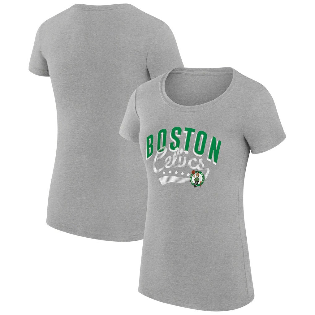 Boston Celtics G-III 4Her by Carl Banks Women's Super-Slim Fit Lightweight Filigree Logo T-Shirt - Heather Gray