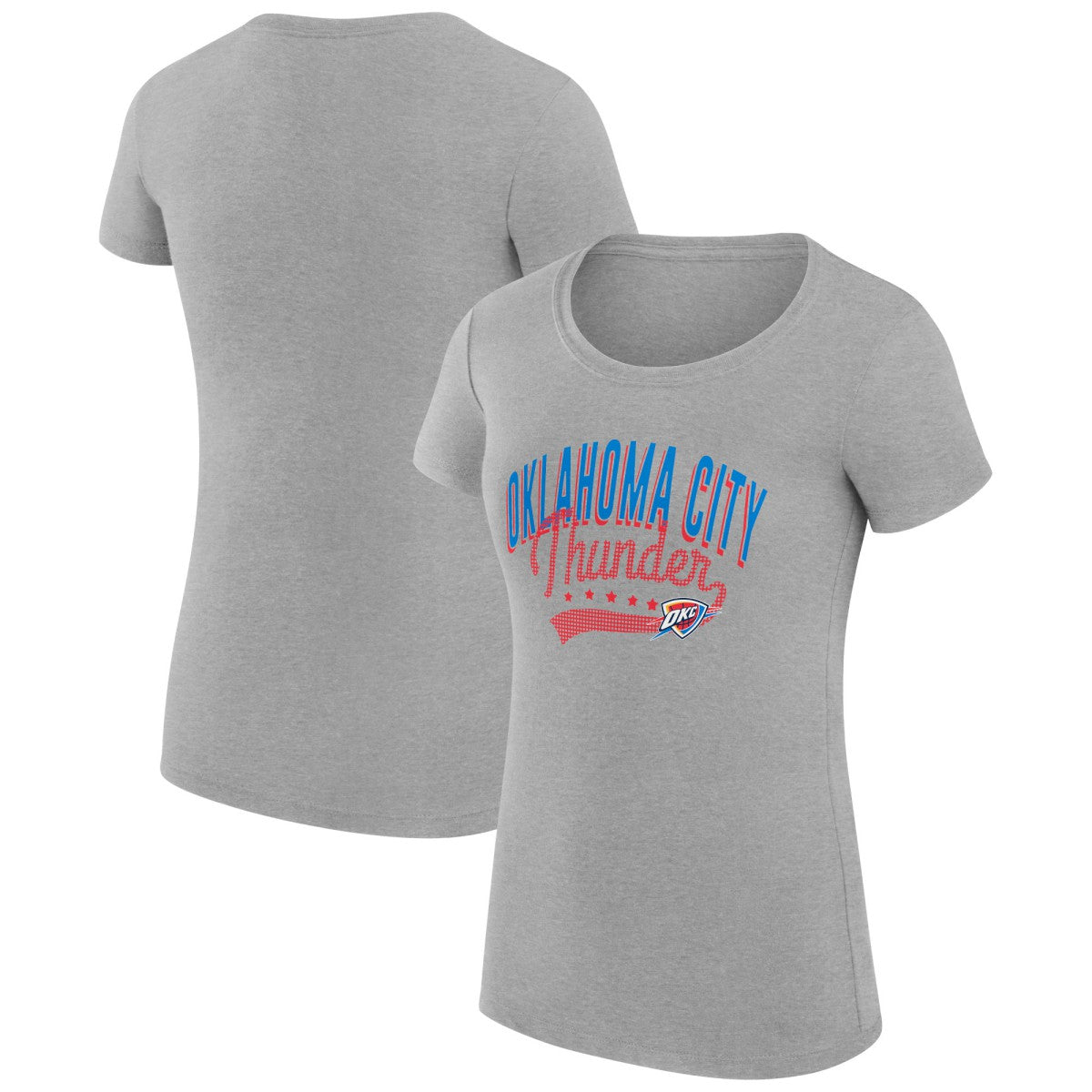 Oklahoma City Thunder G-III 4Her by Carl Banks Women's Super-Slim Fit Lightweight Filigree Logo T-Shirt - Heather Gray
