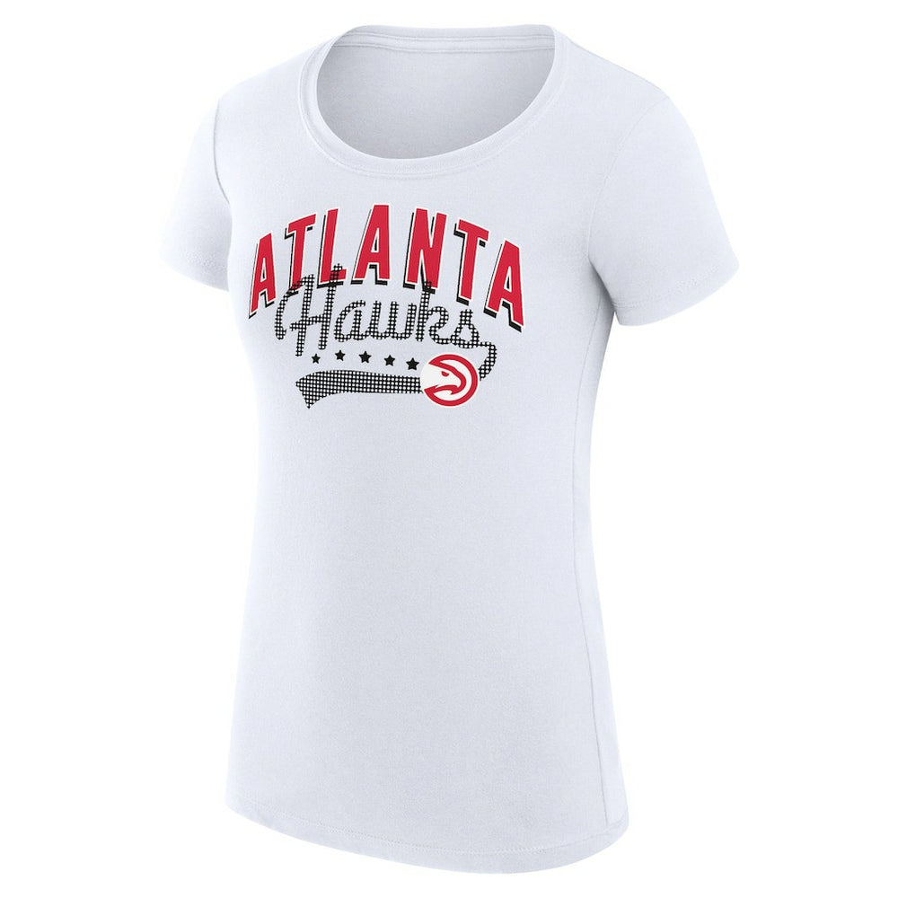 Atlanta Hawks G-III 4Her by Carl Banks Women's Super-Slim Fit Lightweight Filigree Logo T-Shirt - White
