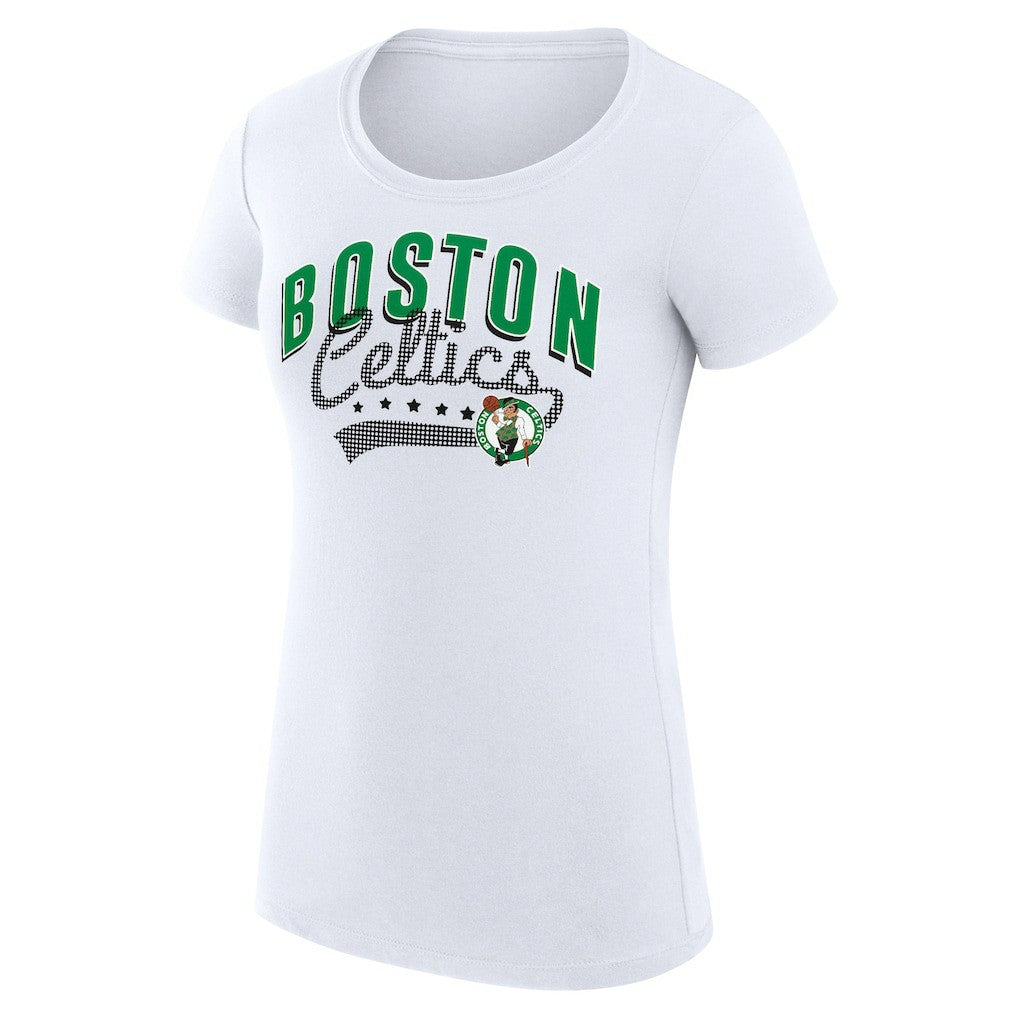 Boston Celtics G-III 4Her by Carl Banks Women's Super-Slim Fit Lightweight Filigree Logo T-Shirt - White