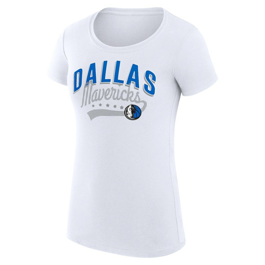 Dallas Mavericks G-III 4Her by Carl Banks Women's Super-Slim Fit Lightweight Filigree Logo T-Shirt - White