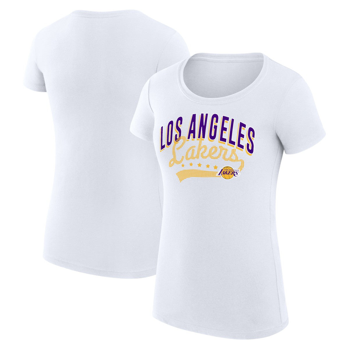 Los Angeles Lakers G-III 4Her by Carl Banks Women's Super-Slim Fit Lightweight Filigree Logo T-Shirt - White