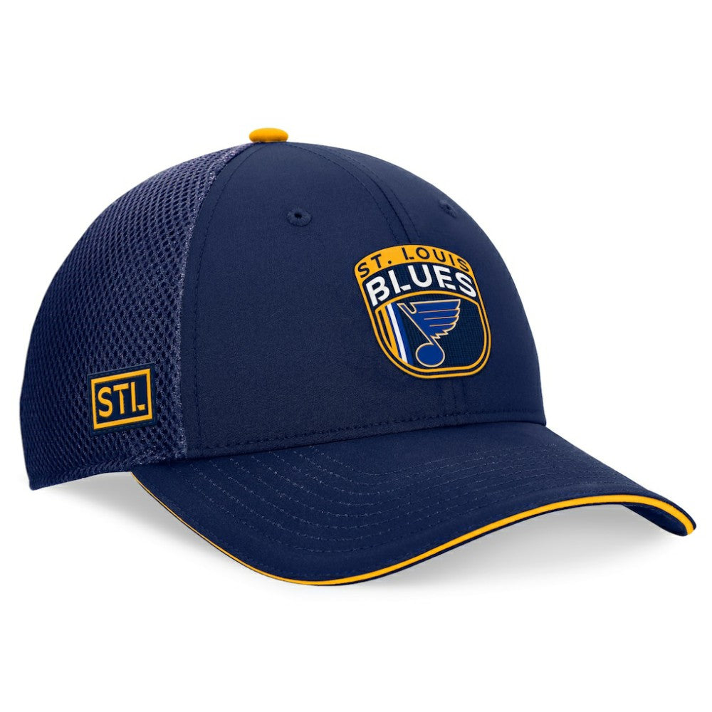 St. Louis Blues Fanatics 2024 NHL Draft On Stage Trucker Adjustable Hat - Navy | Fanatics Lifestyle